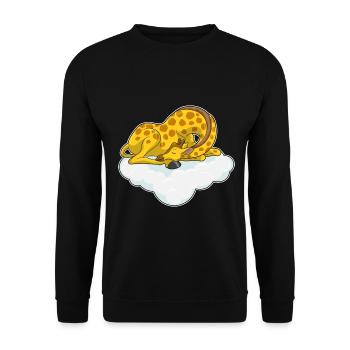 Giraffe Schlafen Wolke - Unisex Pullover - Schwarz - Vorne - Alina (178cm) & Michal (187cm)