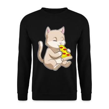 Cat Pizza - Unisex Sweatshirt - black - Front - Alina (178cm) & Michal (187cm)