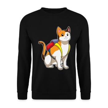 Chat avec cartable - Sweat-shirt Unisexe - noir - Devant - Alina (178cm) & Michal (187cm)