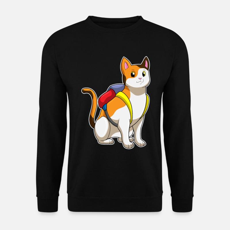 Chat avec cartable - Sweat-shirt Unisexe - noir
