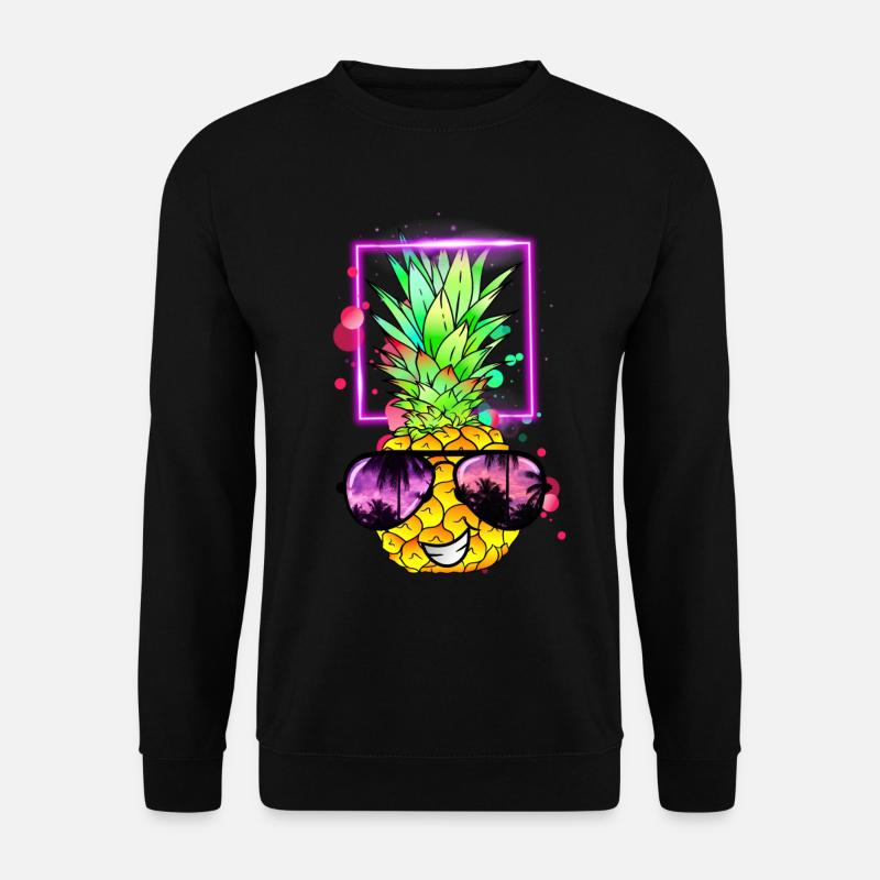 cool pineapple retro neon - Unisex Sweatshirt - black