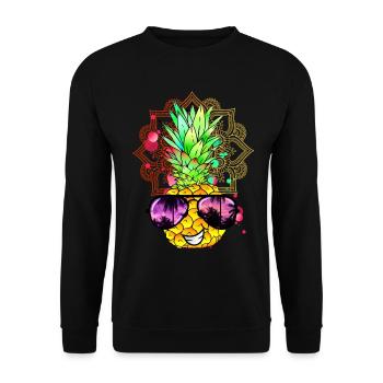 Ananas Mandala - Unisex Pullover - Schwarz - Vorne - Alina (178cm) & Michal (187cm)