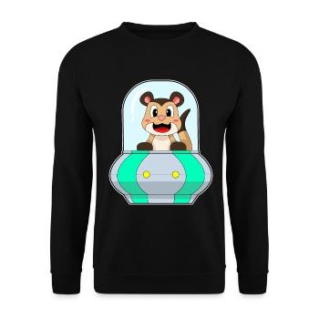 Erdmännchen Raumschiff Weltraum - Unisex Pullover - Schwarz - Vorne - Alina (178cm) & Michal (187cm)