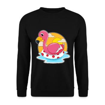 Été de nage au Flamingo Swimming Ring - Sweat-shirt Unisexe - noir - Devant - Alina (178cm) & Michal (187cm)