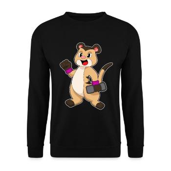 Erdmännchen Bodybuilder Hantel Bodybuilding - Unisex Pullover - Schwarz - Vorne - Alina (178cm) & Michal (187cm)