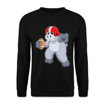Nilpferd American Football Sport - Unisex Pullover - Schwarz - Vorne - Alina (178cm) & Michal (187cm)