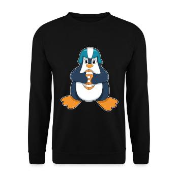 Pinguin American Football Sport - Unisex Pullover - Schwarz - Vorne - Alina (178cm) & Michal (187cm)