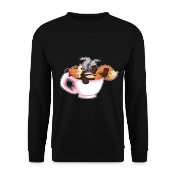 Fuchs Tasse Kaffee - Unisex Pullover - Schwarz - Vorne - Alina (178cm) & Michal (187cm)