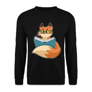 Fox Nerd Book Glasses - Unisex Sweatshirt - black - Front - Alina (178cm) & Michal (187cm)