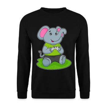 Elephant Gamer Controller - Unisex Sweatshirt - black - Front - Alina (178cm) & Michal (187cm)