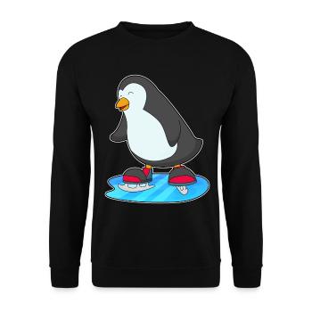 Pinguin Eislaufen Schlittschuhe - Unisex Pullover - Schwarz - Vorne - Alina (178cm) & Michal (187cm)
