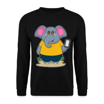 Elephant Smartphone - Unisex Sweatshirt - black - Front - Alina (178cm) & Michal (187cm)