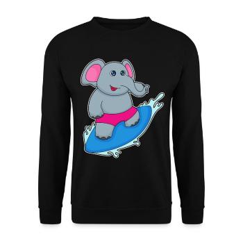 Elephant Surfing Surfboard Summer - Unisex Sweatshirt - black - Front - Alina (178cm) & Michal (187cm)