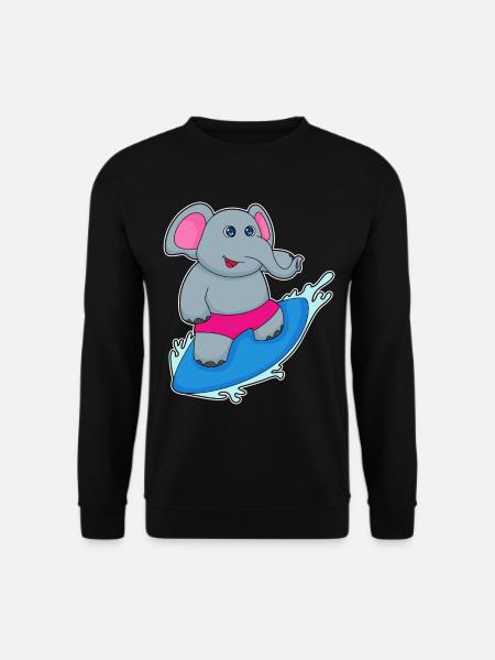 Elephant Surfing Surfboard Summer - Unisex Sweatshirt - black