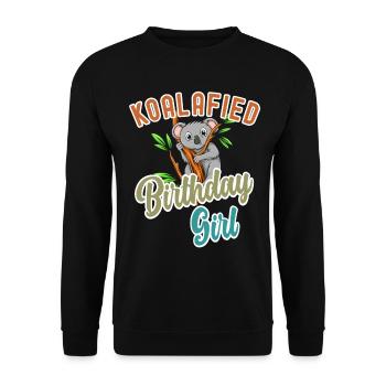 Koalafied Birthday Girls Qualified Pun Cute and Fu - Unisex Sweatshirt - black - Front - Alina (178cm) & Michal (187cm)