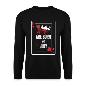Kings Are Born In July Birthday Date Boys Men - Unisex Sweatshirt - black - Front - Alina (178cm) & Michal (187cm)