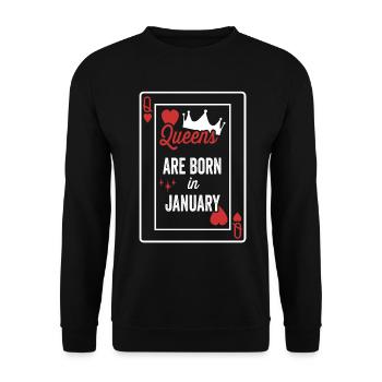 Queens Are Born In January Birthday Date Girls Wom - Unisex Sweatshirt - black - Front - Alina (178cm) & Michal (187cm)