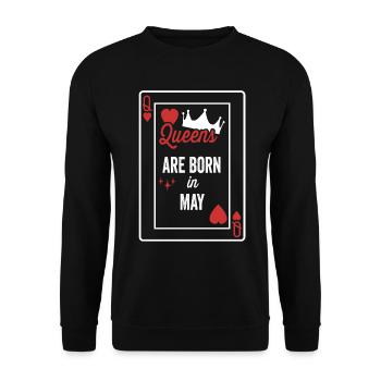 Queens Are Born In May Birthday Date Girls Women - Unisex Sweatshirt - black - Front - Alina (178cm) & Michal (187cm)