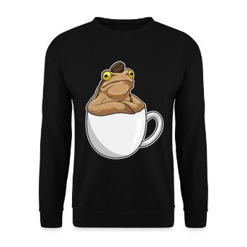 Frosch Kaffee Kaffeebohne - Unisex Pullover - Schwarz - Vorne - Alina (178cm) & Michal (187cm)