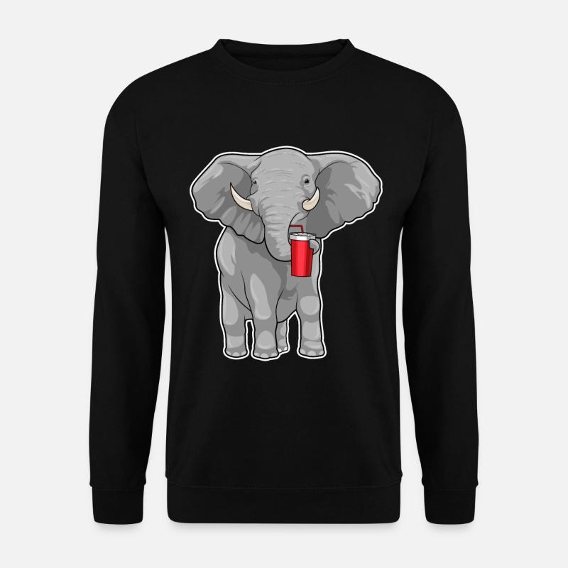 Elefant Trinkbecher - Unisex Pullover - Schwarz