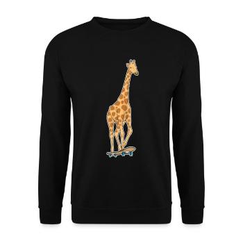 Giraffe Skater Skateboard - Unisex Sweatshirt - black - Front - Alina (178cm) & Michal (187cm)