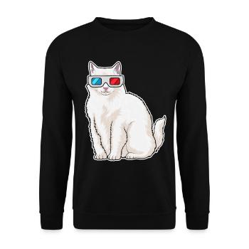 Katze Brille - Unisex Pullover - Schwarz - Vorne - Alina (178cm) & Michal (187cm)