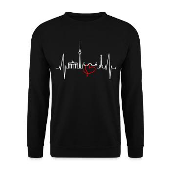 Berlin Skyline Heartbeat Heart Love Love Berliners - Unisex Sweatshirt - black - Front - Alina (178cm) & Michal (187cm)