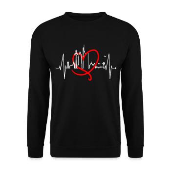 Frankfurt Skyline Heartbeat FFM Fan Love Hesse - Unisex Sweatshirt - black - Front - Alina (178cm) & Michal (187cm)