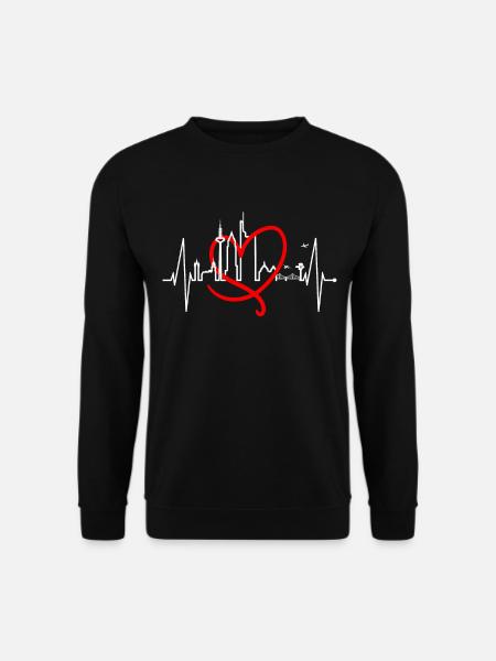 Frankfurt Skyline Herzschlag FFM Fan Liebe Hessen - Unisex Pullover - Schwarz