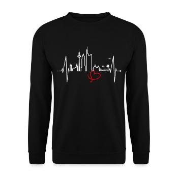 Frankfurt Skyline Heartbeat FFM Fan Love Hesse - Unisex Sweatshirt - black - Front - Alina (178cm) & Michal (187cm)