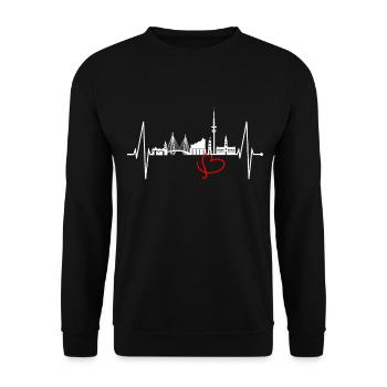 Hamburg Skyline Heartbeat Hamburg Dear Fan - Unisex Sweatshirt - black - Front - Alina (178cm) & Michal (187cm)