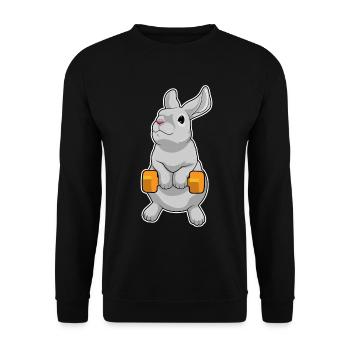 Hase Bodybuilder Hantel Bodybuilding - Unisex Pullover - Schwarz - Vorne - Alina (178cm) & Michal (187cm)