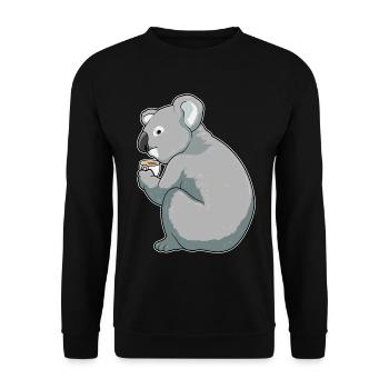 Koala Kaffee Tasse - Unisex Pullover - Schwarz - Vorne - Alina (178cm) & Michal (187cm)
