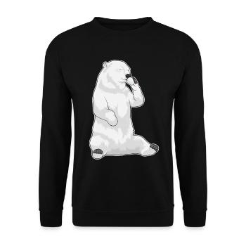 Eisbär Kaffee Tasse - Unisex Pullover - Schwarz - Vorne - Alina (178cm) & Michal (187cm)