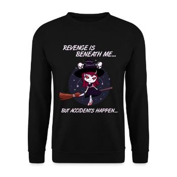 Hexe Auf Besenstiel Kawaii Witch Halloween Kostüm - Unisex Pullover - Schwarz - Vorne - Alina (178cm) & Michal (187cm)