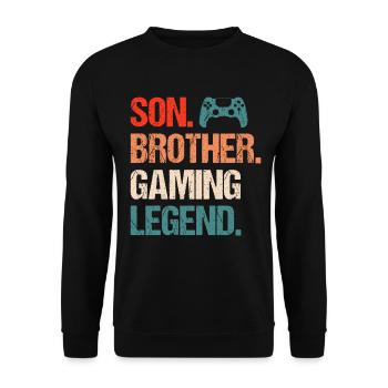 Son Brother Gaming Legend Gamer Gift Boy - Unisex Sweatshirt - black - Front - Alina (178cm) & Michal (187cm)