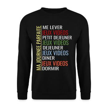 Jeux vidéos ma journée parfaite - Sweat-shirt Unisexe - noir - Devant - Alina (178cm) & Michal (187cm)