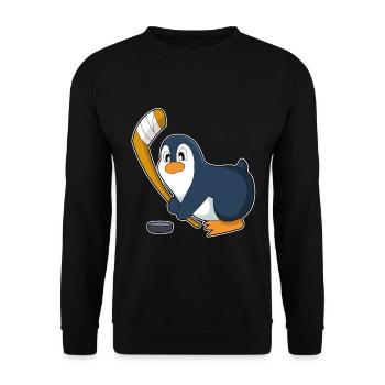 Pinguin Eishockey Eishockeyschläger - Unisex Pullover - Schwarz - Vorne - Alina (178cm) & Michal (187cm)