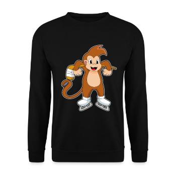 Affe Eishockey Eishockeyschläger - Unisex Pullover - Schwarz - Vorne - Alina (178cm) & Michal (187cm)