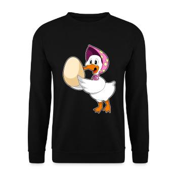 Ente Ei - Unisex Pullover - Schwarz - Vorne - Alina (178cm) & Michal (187cm)