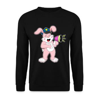 Hase Polizist Mikrofon Polizei - Unisex Pullover - Schwarz - Vorne - Alina (178cm) & Michal (187cm)