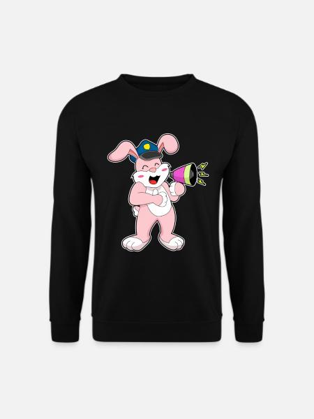 Bunny Policeman Microphone Police - Unisex Sweatshirt - black