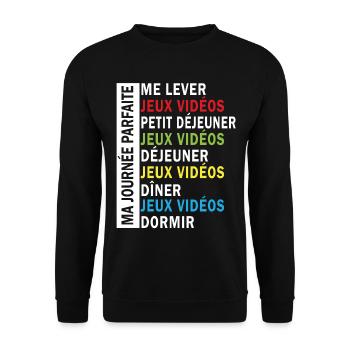 Jeux vidéos ma journée parfaite - Sweat-shirt Unisexe - noir - Devant - Alina (178cm) & Michal (187cm)
