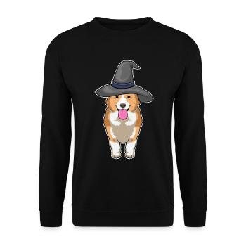 Corgi Sorcière d’Halloween - Sweat-shirt Unisexe - noir - Devant - Alina (178cm) & Michal (187cm)