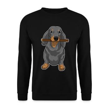 Dachshund Stock - Unisex Sweatshirt - black - Front - Alina (178cm) & Michal (187cm)