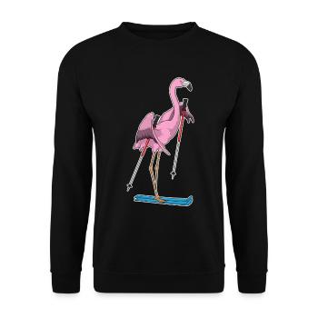 Flamingo Skifahrer Ski - Unisex Pullover - Schwarz - Vorne - Alina (178cm) & Michal (187cm)