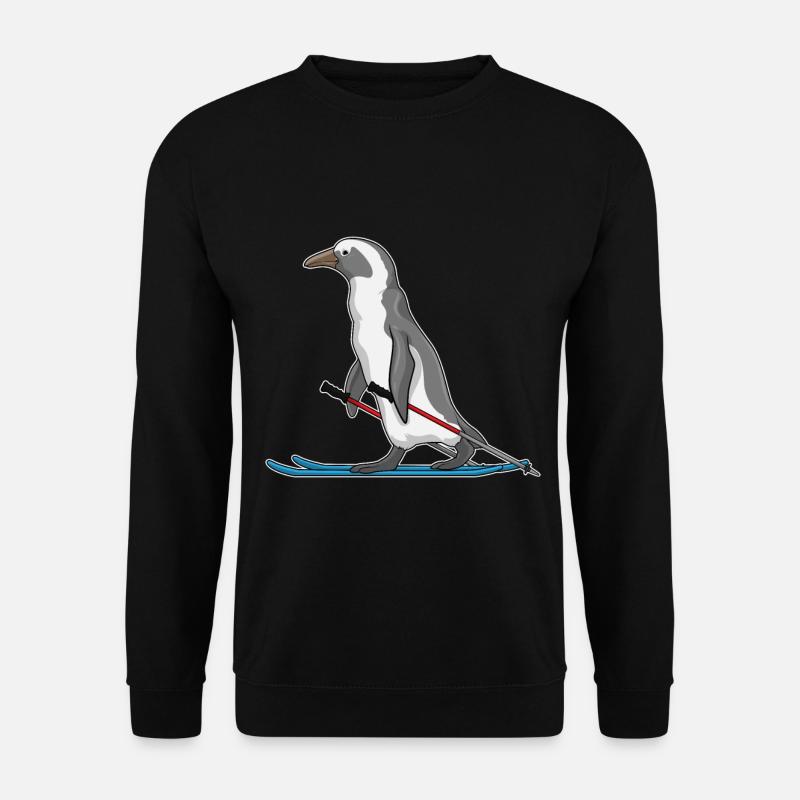Pinguin Skifahrer Ski - Unisex Pullover - Schwarz