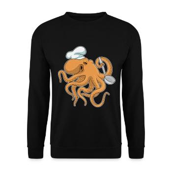 Octopus Cooking Cooking Spoon - Unisex Sweatshirt - black - Front - Alina (178cm) & Michal (187cm)