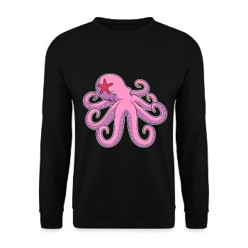 Krake Seestern - Unisex Pullover - Schwarz - Vorne - Alina (178cm) & Michal (187cm)