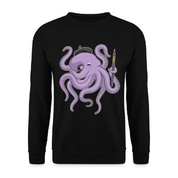 Octopus Painter Brush Painting - Unisex Sweatshirt - black - Front - Alina (178cm) & Michal (187cm)